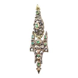 137 - COLGANTE "ARRECADA" CON ESMERALDAS Y DIAMANTES, DEL S.XIX