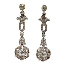 184 - PENDIENTES LARGOS CON DIAMANTES, AÑOS 30