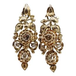181 - PENDIENTES ISABELINOS CON DIAMANTES,  DEL S.XIX