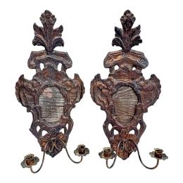 396 - PAREJA DE ESPEJOS CORNUCOPIAS DE ESTILO BARROCO