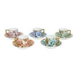 552 - CINCO TAZAS CON PLATO DE PORCELANA FRANCESA DE LOS AÑOS  40