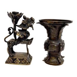 507 - DOS PIEZAS EN BRONCE ORIENTAL