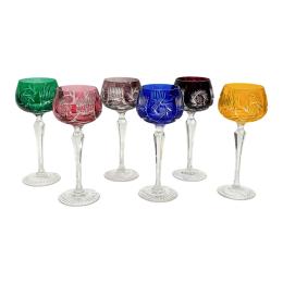 53 - SEIS COPAS EN CRISTAL DE BOHEMIA, DE MEDIADOS S.XX