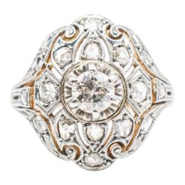 324 - SORTIJA BOMBÉ CON DIAMANTES DE LOS AÑOS 30