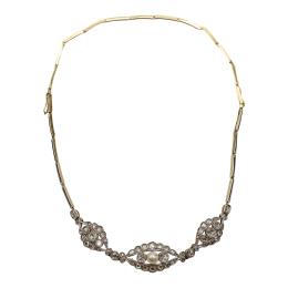 201 - GARGANTILLA PULSERA CON PERLA Y DIAMANTES, DE PPS. DEL S.XX