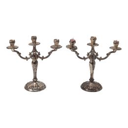 1087 - PAREJA DE CANDELABROS DE PLATA PEDRO DURAN AÑOS 70