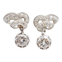 230 - PENDIENTES CON DIAMANTES ART DECÓ, AÑOS 30