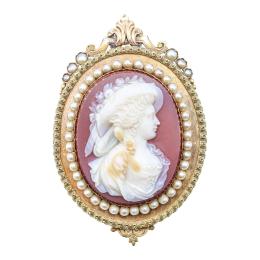 130 - BROCHE GUARDAPELO CAMAFEO DEL S.XIX 