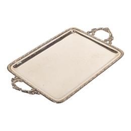 997 - BANDEJA RECTANGULAR CON DOS ASAS DE PLATA MEDIADOS DE S. XX 
