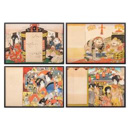 623 - CUATRO LITOGRAFIAS JAPONESAS DE LA PRIMERA MITAD DEL S.XX