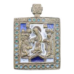 1253 - PEQUEÑO ICONO RUSO DE PECTORAL DEL SIGLO XIX