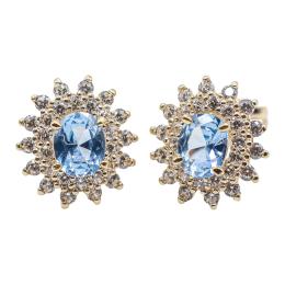 206 - PENDIENTES ROSETÓN CON CUARZO AZUL Y CIRCONITAS