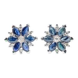 212 - PENDIENTES ROSETONES CON ZAFIROS Y DIAMANTES