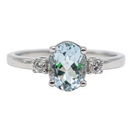 15 - ANILLO CON AGUAMARINA Y DIAMANTES