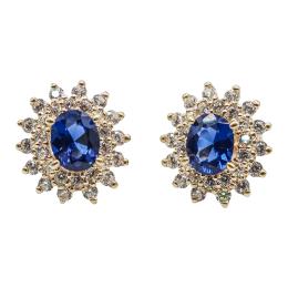 207 - PENDIENTES ROSETÓN CON CUARZO AZUL Y CIRCONITAS