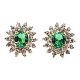208 - PENDIENTES ROSETÓN CON CUARZO VERDE Y CIRCONITAS
