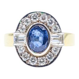 54 - ANILLO ROSETÓN CON ZAFIRO Y BRILLANTES