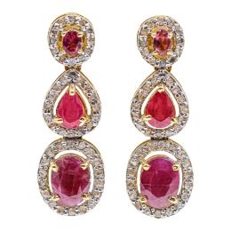 197 - PENDIENTES LARGOS CON RUBÍES Y DIAMANTES