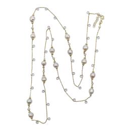 86 - COLLAR LARGO CON PERLAS Y CIRCONITAS