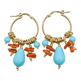 167 - PENDIENTES CON CORAL Y TURQUENITA
