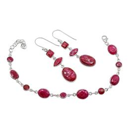 217 - PENDIENTES Y PULSERA CON RAÍZ DE RUBÍ
