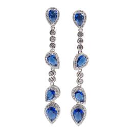 193 - PENDIENTES LARGOS CON CRISTALES AZULES