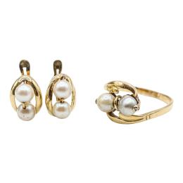 111 - ANILLO Y PENDIENTES CON PERLAS