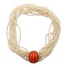 197 - GARGANTILLA DE PERLAS CON CORAL DE OCTAVI SARDÀ