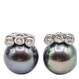 239 - PENDIENTES CON PERLAS TAHITÍ Y DIAMANTES