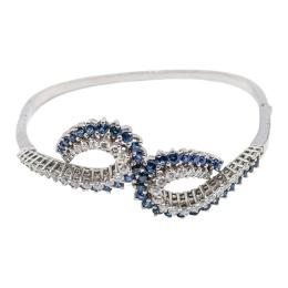286 - PULSERA ESCLAVA CON BRILLANTES Y ZAFIROS, AÑOS 70