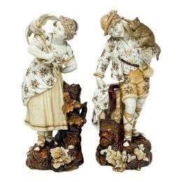 709 - PAREJA DE FIGURAS DE PORCELANA DRESDEN  PRIMER CUARTO S. XX