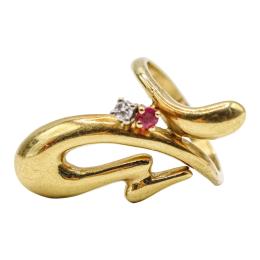 97 - ANILLO CON BRILLANTE Y RUBÍ