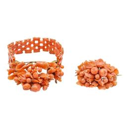 296 - PULSERA Y BROCHE CORAL DEL SIGLO XIX