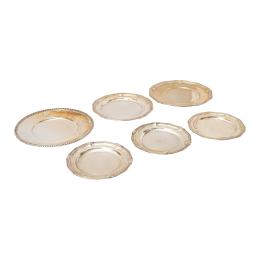 1124 - SEIS PLATOS DE SERVICIO DE PLATA AÑOS 60