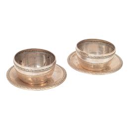 1083 - PAREJA DE BOLS CON PLATO DE PLATA MEDIADOS S. XX