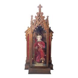 1250 - NIÑO JESÚS CAP I POTA EN VITRINA NEOGÓTICA S. XIX