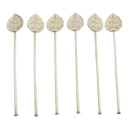 1121 - SEIS CAÑAS PARA COCTAIL DE PLATA DEL ÚLTIMO TERCIO S. XX