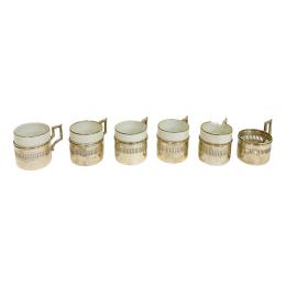 1126 - SEIS TAZAS DE PLATA DE MEDIADOS DE SIGLO XX