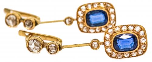 PENDIENTES CON ZAFIROS DE PPS. DEL S.XIX
