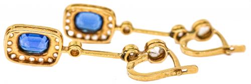 PENDIENTES CON ZAFIROS DE PPS. DEL S.XIX
