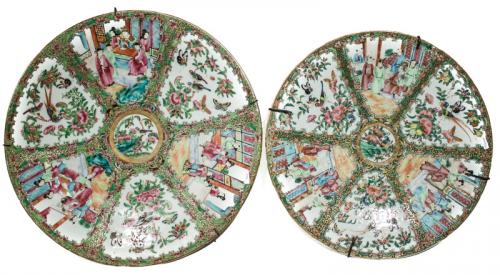 DOS PLATOS ORIENTALES CANTON CIRCA 1900