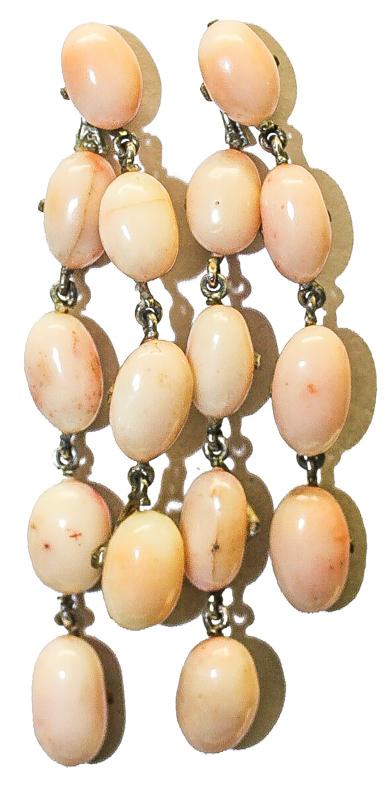 PENDIENTES DE CORAL ROSA DEL S.XIX