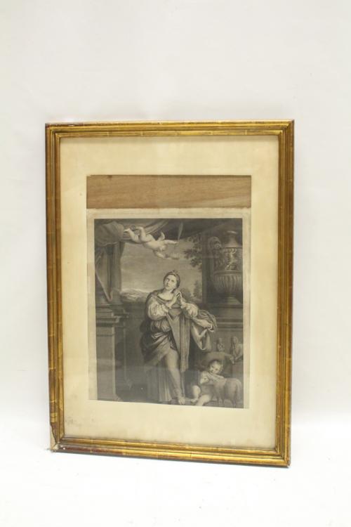 GRABADO DEL SIGLO XVIII "SANTA INÉS"