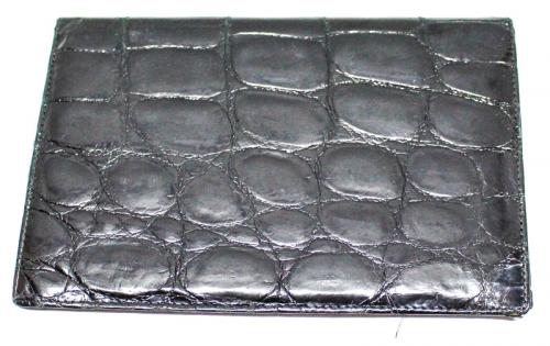 CARTERA  DE CABALLERO EN PIEL DE COCODRILO NEGRO
