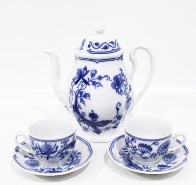 CAFETERA Y TAZAS EN PORCELANA CHECA