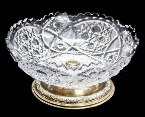 CENTRO DE MESA EN CRISTAL Y PLATA