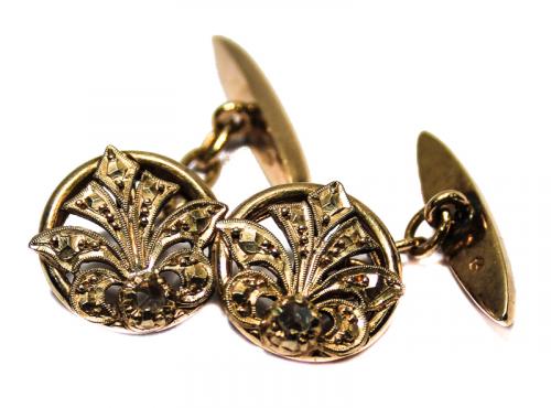 GEMELOS MODERNISTAS EN METAL DORADO