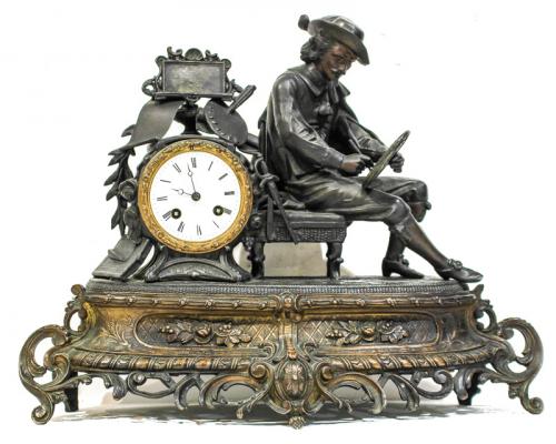 RELOJ EN CALAMINA FRANCES DE FLES. S.XIX
