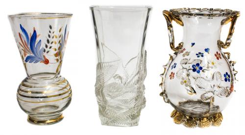 TRES JARRONES EN CRISTAL