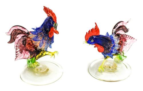 "GALLOS DE PELEA" EN CRISTAL DE MURANO